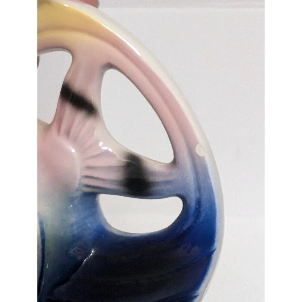 Sarsaparilla Deco Designs 1986 Ceramic Pink Fish Vase Planter Style #885 Vintage